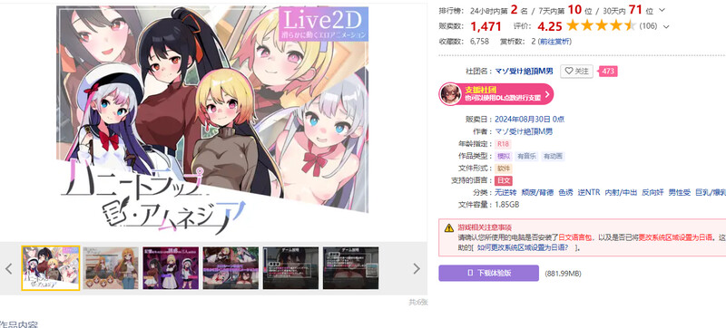 图片[1]-[日式RPG/汉化] 蜜罐陷阱·失忆症～病娇与傲娇的色诱逆强奸～ ハニートラップ・アムネジア～ヤンデレやツンデレによる色仕掛け逆レ○プ～ V1.20 AI汉化版 [2.70G]-爱玩ACG